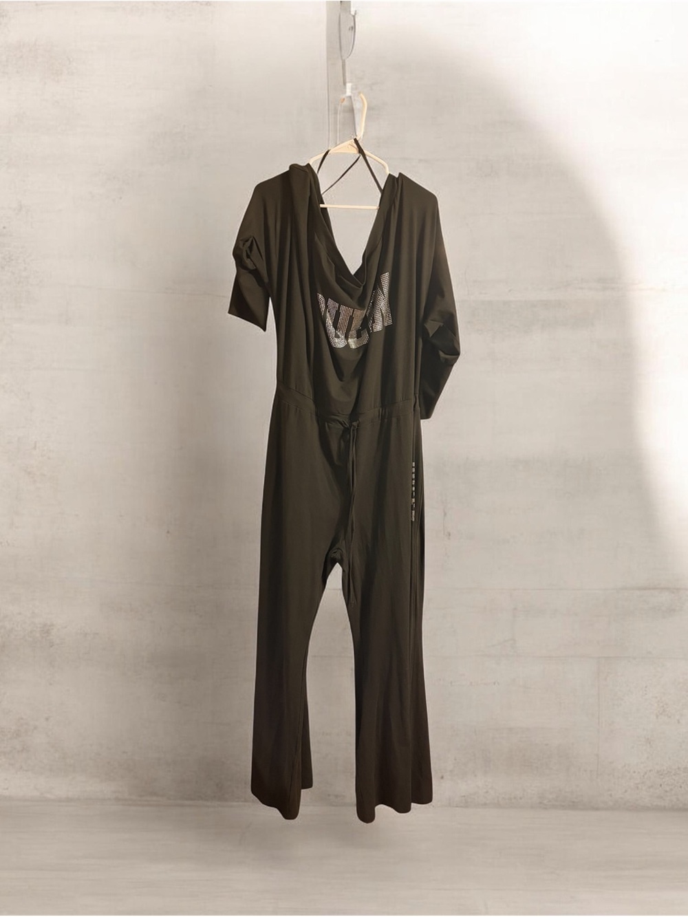 Black off shoulder Jumpsuit with “Queen” Logo